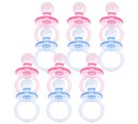 LALADEFIEE Lot de 24 Mini Tétines Décoratives Transparentes 12 Roses et 12 Bleues Accessoires Shower Présents Invités pour Fête Prénatale Jouets pour Bébé Décorations Table Bébé