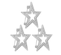LALADEFIEE Lot de 3 Broches à Revers Étoile Creuse en Alliage Incrustée de Cristaux Épingles pour Vêtements et Manteaux Accessoires Femme Élégants pour Soirées et Mariages Taille 4X4 CM