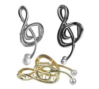 LALADEFIEE Lot de 3 Grandes Pinces à Cheveux en Métal et Fausse Perle de Note de Musique, Élégantes et Résistantes pour Occasions Formelles et Décontractées