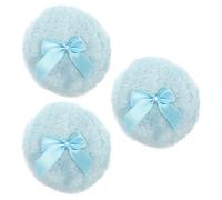 LALADEFIEE Lot de 3 Houppettes Compactes en Peluche Nœud en Soie, Toucher Délicat pour Poudre Bébé et Poudre la Chaleur, Usage à Domicile ou Salon