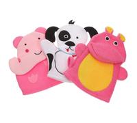 LALADEFIEE Lot de 3 Moufles Exfoliants pour Garçon et Filles de Dessin Animé 100% Coton Doux Taille Garçon et Filles pour Bain et Bébé Accessoires de Bain pour Tout-Petits Moufles de