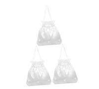 LALADEFIEE Lot de 3 Pochettes de Mariage en Satin Blanc, Petite Pochette de Mariée Décorée de Fleurs, Paquet à Main pour Demoiselle D’Honneur, Accessoire Élégant pour Cérémonie et Fête