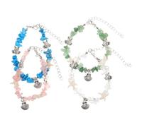 LALADEFIEE Lot de 4 Bracelets Extensibles Océan en Pierres Irrégulières avec Breloques Coquillage Tortue Marine et Étoile de Mer Couleurs Transparentes Vertes Bleues et Roses Bijoux de