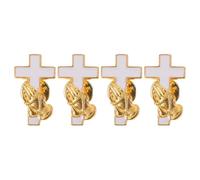 LALADEFIEE Lot de 4 broches croix - Broches catholiques pour femmes et hommes - Broche croix et mains jointes en prière - Accessoire religieux pour le quotidien