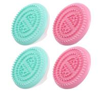 LALADEFIEE Lot de 4 Brosses Méridiennes de Massage pour Cuir Chevelu et Corps Brosses Exfoliantes Vertes et Roses Plastique Solide Ensemble Multifonction pour Soin Spa Exfoliation et