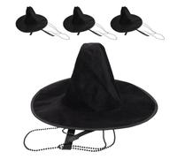 LALADEFIEE Lot de 4 Chapeaux Plats Coréens Traditionnels à Calotte Haute avec Chaîne de Perles Chapeau Décoratif Vintage pour Cosplay Fêtes en Extérieur et Spectacles Léger et Respirant