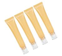 LALADEFIEE Lot de 4 Flacons Roll-on Vides Rechargeables 20 G, Tubes Souples Kaki pour Huiles Essentielles et Crème Contour des Yeux, Applicateur à Bille Massage, pour Soins Visage et Voyage