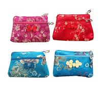 LALADEFIEE Lot de 4 Pochettes Zippées en Soie de Style Chinois, Compactes Lustre Solide, Décoration Usage Familial Couleur Aléatoire Plusieurs Styles