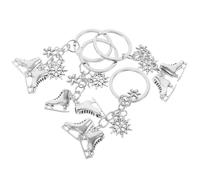 LALADEFIEE Lot de 4 Porte-clés Patins à Glace Décoratifs en Matériau Solide, Motif Flocons de Neige, Accessoires Présents Noël et Décoration Paquet pour Sport D’hiver