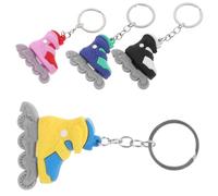 LALADEFIEE Lot de 4 Porte-Clés Patins à Roulettes en Résine Couleurs Jaune Noir Bleu et Rose Pendentifs Décoratifs Kawaii pour Paquet à Dos Accessoires pour Décoration et Bricolage