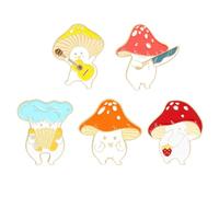 LALADEFIEE Lot de 5 Broches Décoratives en Alliage Champignon Finition Goutte D'huile, Épingles à Ornement Élégantes Vie Quotidienne Fêtes Plusieurs styles