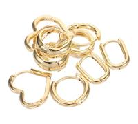 LALADEFIEE Lot de 5 Paires de Boucles d'Oreilles Créoles Dorées Épaisses en Alliage Métallique Taille Moyenne Ensembles de Boucles d'Oreilles Créoles en Or pour Femmes Accessoire Mode