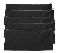LALADEFIEE Lot de 5 Pochettes à Outils en Toile Noire, Résistantes et Réutilisables Fermeture Éclair Métallique, Rangement D'outils et Fournitures d'art