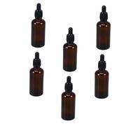 LALADEFIEE Lot de 6 Flacons Compte-gouttes en Verre Ambré 50 Ml Rechargeables pour Huiles Essentielles, Liquides et Parfums, Usage Personnel et Voyage, Bouchon Compte-gouttes Noir Fin