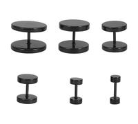 LALADEFIEE Lot de 6 Paires de Boucles D'oreilles Punk en Acier Titane Noir, Fausses Prises D'haltère, Tailles Variées 3mm à 14mm, Boucles D'oreilles pour Hommes, Style Rebelle et Urbain