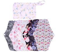 LALADEFIEE Lot de 7 Serviettes Hygiéniques Lavables en Charbon de Bambou M Tapis Hygiéniques Absorbants avec Pochette de Rangement Protections Réutilisables pour Règles Post-Accouchement