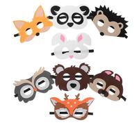 LALADEFIEE Lot de 8 Masques D'animaux en Feutre Doux pour Garçon et Filles, Masque Animal Mignon et Fantaisie, Costumes de Fête et Cosplay pour Halloween, Anniversaire et Festivals