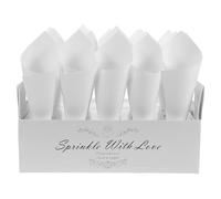 LALADEFIEE Lot de Cônes de Confettis en Papier Blanc Pliables avec Support pour Mariage et Fêtes, Porte-cornets Multi-usages de Cône Délicat et Classique