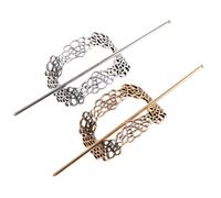 LALADEFIEE Manchette pour Cheveux en Alliage de Zinc 2pcs Design Délicat Argenté et Or, Accessoires pour Chignons Élégants, pour Mariages et Danses