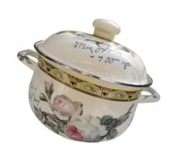 LALADEFIEE Marmite à Soupe en Émail Épais Couvercle, Fond Plat et Double Poignée, Antiadhésive et Portable, pour Présent de Pendaison de Crémaillère