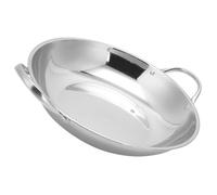 LALADEFIEE Marmite Domestique en Acier Inoxydable Poêle à Frire à Fond Plat Poignées Anti-Brûlures Usage sur Plaque Gaz et Électrique