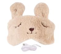 LALADEFIEE Masque Chauffant Yeux en Flanelle Beige Réglage de Température, Coussinet de Nuit Doux et Confortable, pour Bureau et Hôtel