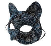 LALADEFIEE Masque de Chat Vintage en Pvc Peint la Main Masque pour Cosplay et Déguisement Semi-visage Taille Unique Accessoire pour Carnaval Bal Masqué et Fête Femme Fox Style