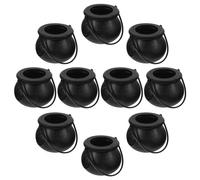 LALADEFIEE Mini Chaudrons en Plastique Noir pour Halloween, 12 Pièces, Chaudron Miniature Sorcière 7 cm, Décoration de Maison pour Halloween