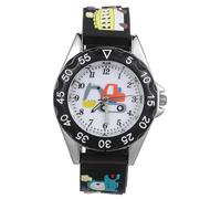 LALADEFIEE Montre à Quartz pour Garçon et Filles Motif Course de Voiture en Silicone Noir, Bracelet Ajustable Confortable, Montre Analogique Éducative pour Garçons et Filles, pour L’école