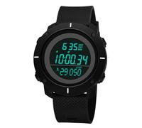 LALADEFIEE Montre Numérique Étanche Multifonction Noire pour Homme Sport Chronomètre Compteur Podomètre Usage Extérieur Robuste