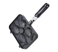 LALADEFIEE Moule à Gaufres Forme Poisson Antiadhésif avec Manche Long Empreintes pour Pancakes et Gâteaux Poêle Aluminium pour Cuisine Maison Fabrication Taiyaki et Desserts Fourrés