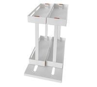 LALADEFIEE Organisateur Coulissant Double Niveau pour Cuisine Étagère de Rangement pour Comptoir Support de Stockage Pratique et Ordonné pour Bouteilles et Épices Rangement Placards Cuisine