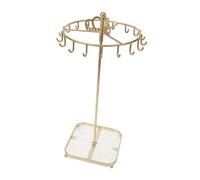 LALADEFIEE Organisateur de Bijoux Rotatif Acrylique avec Crochets Support Stable pour Colliers Bracelets et Boucles Oreilles Présentoir Élégant Doré pour Rangement de Bureau et Maison