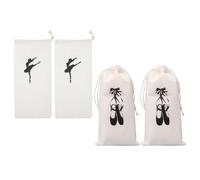 LALADEFIEE Paquet à Chaussures de Danse à Cordon pour Ballet en Tissu, Lot de 4 Pièces, Design Portable et Multi-usages, pour Ballerines et Pointes de Danse