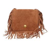 LALADEFIEE Paquet à Pompons Marron en Daim Doux et Résistant la Déformation, Paquet Bandoulière Simple pour Garçon et Filles, comme Accessoire de Photographie