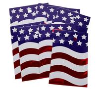 LALADEFIEE Paquet de Fête Patriotiques pour Vétérans Lot de 10 Paquet à Friandises en Papier Kraft Poignée Décor Drapeau Américain pour Présents et Célébrations du 4 Juillet