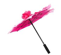 LALADEFIEE Parapluie de Spectacle à Fleurs Pivoines en Tissu Décoratif 60 Cm pour Garçon et Filles, Accessoire de Danse Artistique Rose Fuchsia, Parapluie Scène Réutilisable