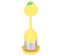 LALADEFIEE Passoire à Thé en Acier Inoxydable Filtre Fin Uniforme, Infuseur à Thé Réutilisable en Silicone Jaune, Accessoire Sûr pour Infusion Longue Durée à Domicile