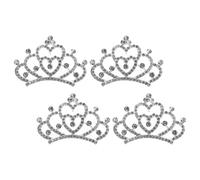 LALADEFIEE Peignes Couronne pour Filles 4pcs en Alliage Léger avec Pierres Brillantes, Mini Diadème Blanc pour Anniversaires et Spectacles D'garçon et Filles