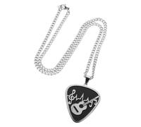 LALADEFIEE Pendentif Design Créatif et Léger Médiator Collier en Acier Inoxydable Guitare Style Moderne Noir pour Hommes, pour Activités Quotidiennes et Événements Musicaux