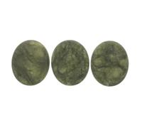 LALADEFIEE Pierres de Massage Naturelles en Olive 5x6 Cm Lot de 3 Set de Pierres Chaudes et Froides pour Spa à Domicile, Accessoire Gua Sha Vert pour Soins Visage et Corps, Outil