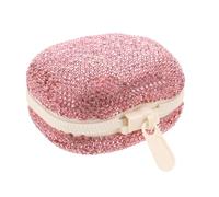 LALADEFIEE Pilulier Portable Orné de Cristaux, Boîte à Pilules Rose en Abs, 4 Compartiments, Compact, pour Rangement et Protection des Remèdes, Usage Quotidien et Voyage