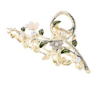 LALADEFIEE Pince à Cheveux Griffe Fleur en Métal 13,5 Cm avec Effet Œil de Chat Bleu, Accessoire Rétro pour Coiffure Féminine, Maintien Stable pour Usage Quotidien et Fête