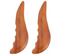 LALADEFIEE Plaque de Thérapie par Grattage Gua Sha en Bois de Santal Marron, Surface Lisse, Facile à Tenir, 2 Pièces pour Massage Visage, Dos et Nuque