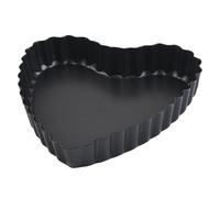 LALADEFIEE Plat à Pâtisserie Cœur Noir en Acier au Carbone Fond Amovible, Poêle Antiadhésive pour Gâteau, Moule à Dessert Résistant la Corrosion, pour Cuisson Maison et Pâtisserie DIY