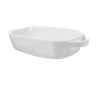 LALADEFIEE Plat de et Compatible Réfrigérateur avec Double Poignée en Céramique Blanc Empilable pour Desserts et Fêtes