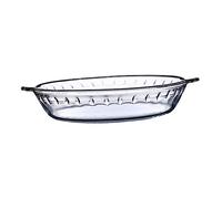 LALADEFIEE Plat Verre Résistant Chaleur pour Micro-ondes et Four Plateau de Cuisson Épais Trempé Plat de Service Alimentaire Polyvalent Plateau Rond Facile à Nettoyer