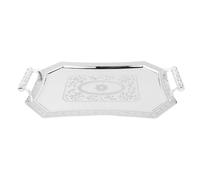 LALADEFIEE Plateau de Service Inoxydable Vintage avec Double Anse Plateau Décoratif Élégant pour Snacks et Desserts pour Buffet Fêtes et Hôtel Moyenne