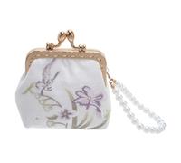 LALADEFIEE Pochette Brodée Traditionnelle Chinoise en Brocart Fermoir Perlé Mini Porte-Monnaie Fleuri Compact pour Femme Organiseur Multifonction pour Monnaie et Cartes pour Voyages et