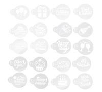 LALADEFIEE Pochoirs de Décoration Anniversaire en Pet Blanc, Lot de 20 Pièces, Faciles à Utiliser Nettoyer, pour Fête D'anniversaire et Décoration de Biscuits